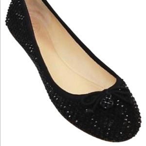Tory Burch Used Chelsea Crystal Black Ballet Flats